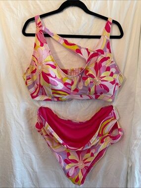 Adore Me Pink Yellow Floral Bikini Set